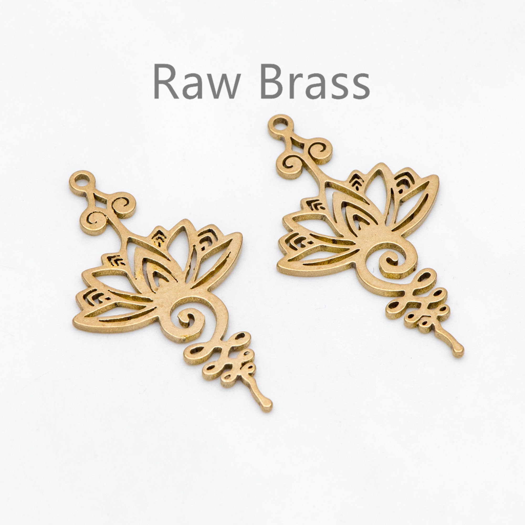 10pcs Raw Brass Flower Charm Pendants 32.5x19mm, Brass Findings Wholesale (RB-259)